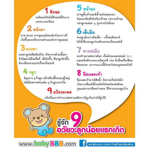 รู้จัก 9 อวัยวะลูกน้อยแรกเกิด